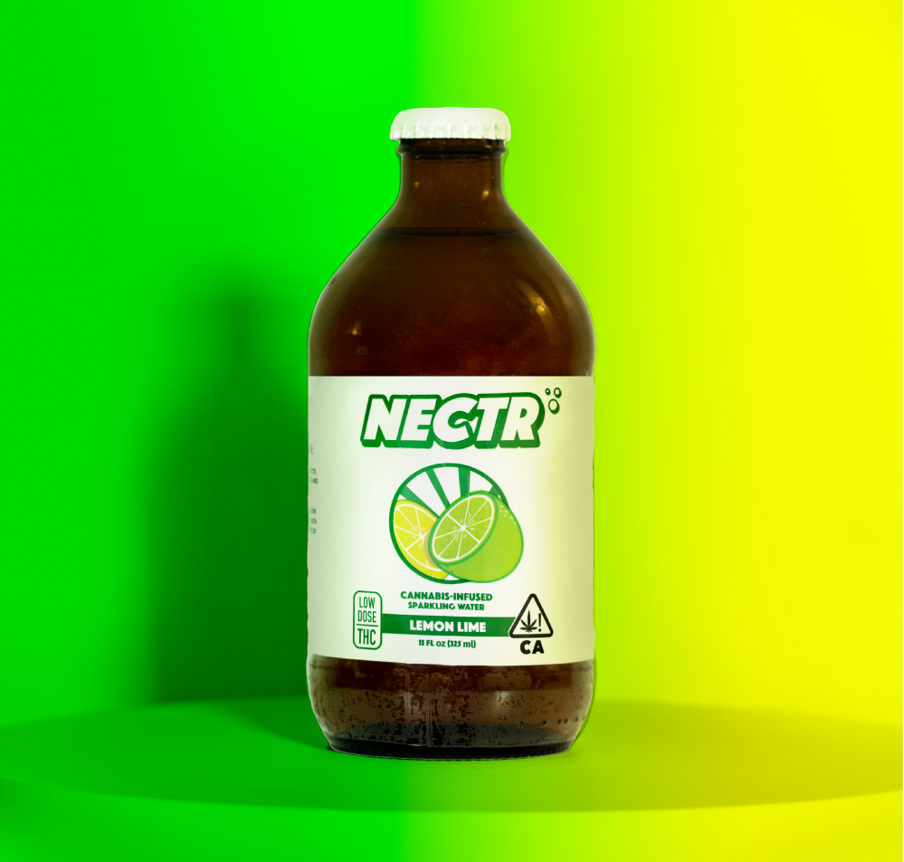 NECTR brand cannabis infused lemon lime flavored sparkling water